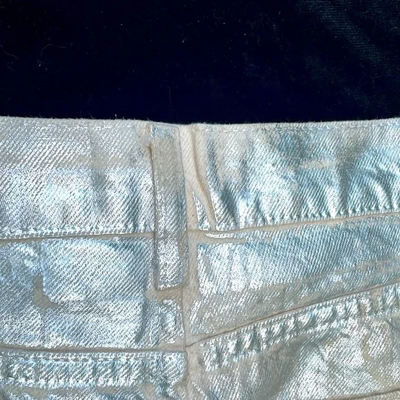 ZARA CHROME / METALLIC SILVER DIPPED BOYFRIEND DENIM JEANS -6 🔥🤘 - Picture 10 of 12